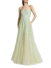 Nancy Sequined Strapless Gown