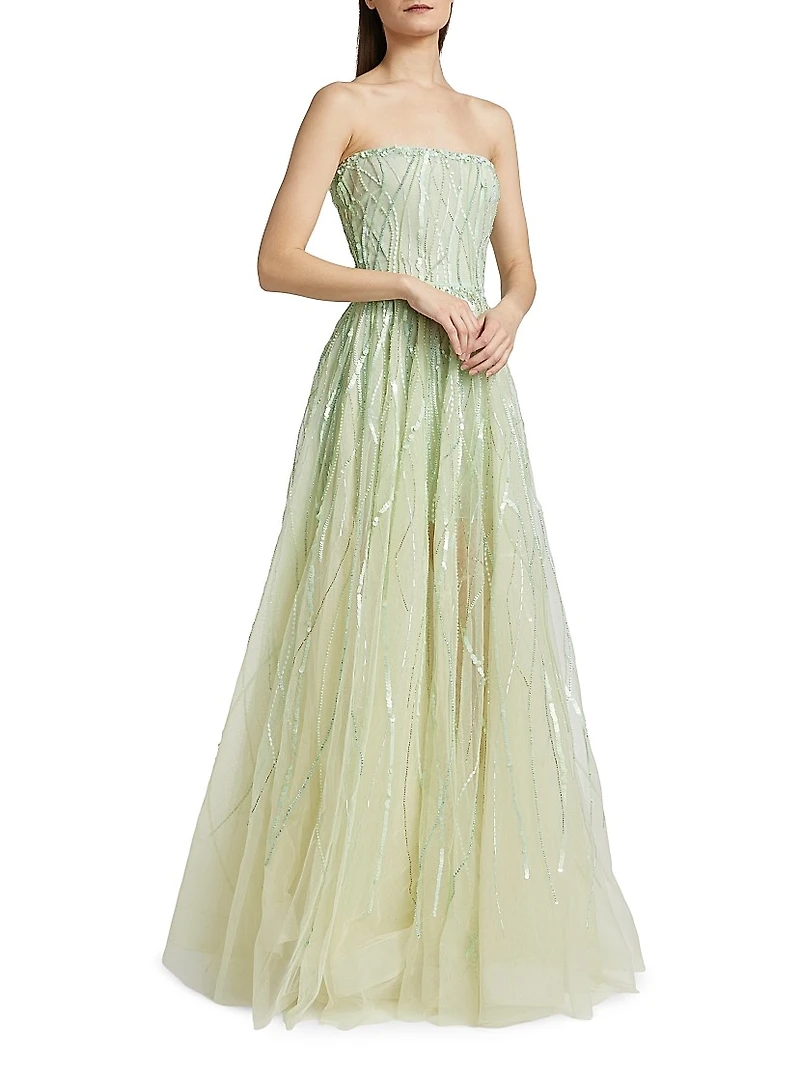 Nancy Sequined Strapless Gown