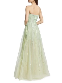 Nancy Sequined Strapless Gown