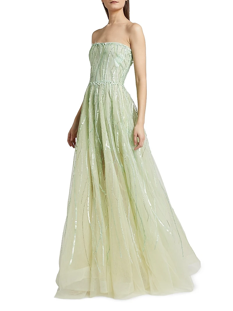 Nancy Sequined Strapless Gown