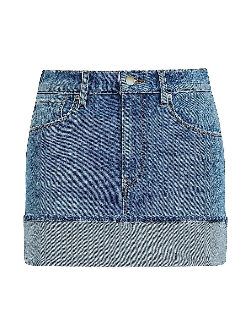 Cuff Denim Miniskirt