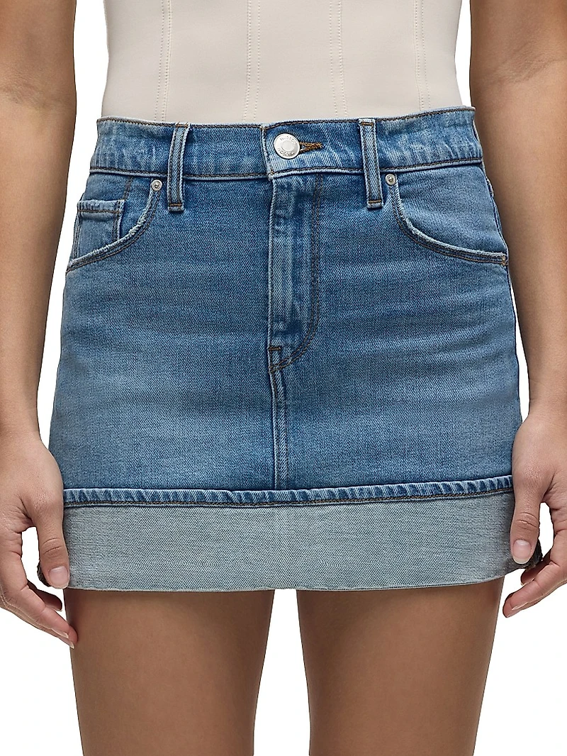 Cuff Denim Miniskirt