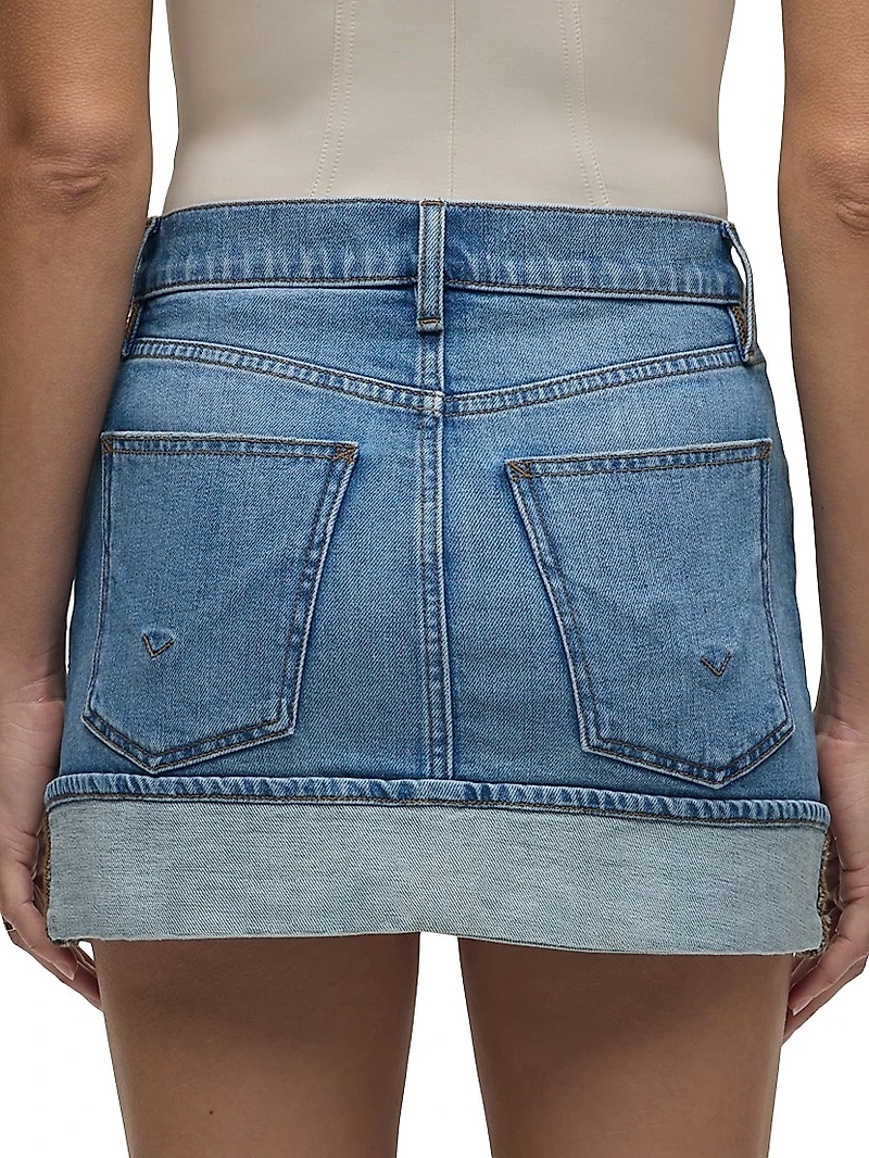 Cuff Denim Miniskirt