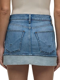 Cuff Denim Miniskirt