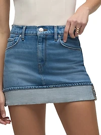 Cuff Denim Miniskirt