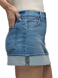 Cuff Denim Miniskirt