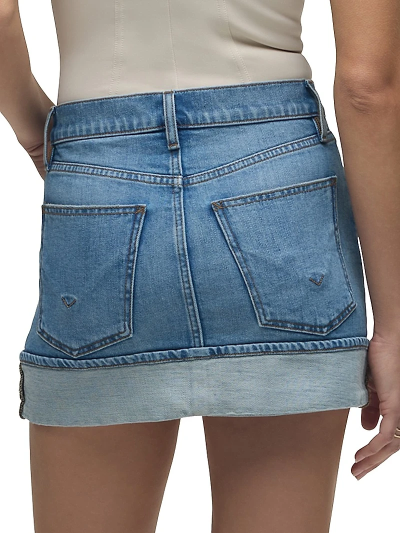Cuff Denim Miniskirt