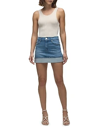 Cuff Denim Miniskirt