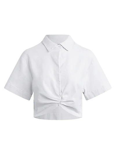 Knotted Button-Front Crop Shirt