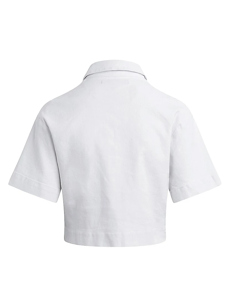 Knotted Button-Front Crop Shirt
