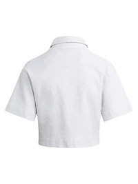 Knotted Button-Front Crop Shirt