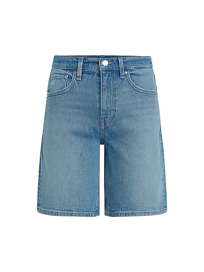 London Low-Rise Long Denim Shorts