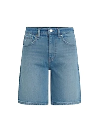 London Low-Rise Long Denim Shorts
