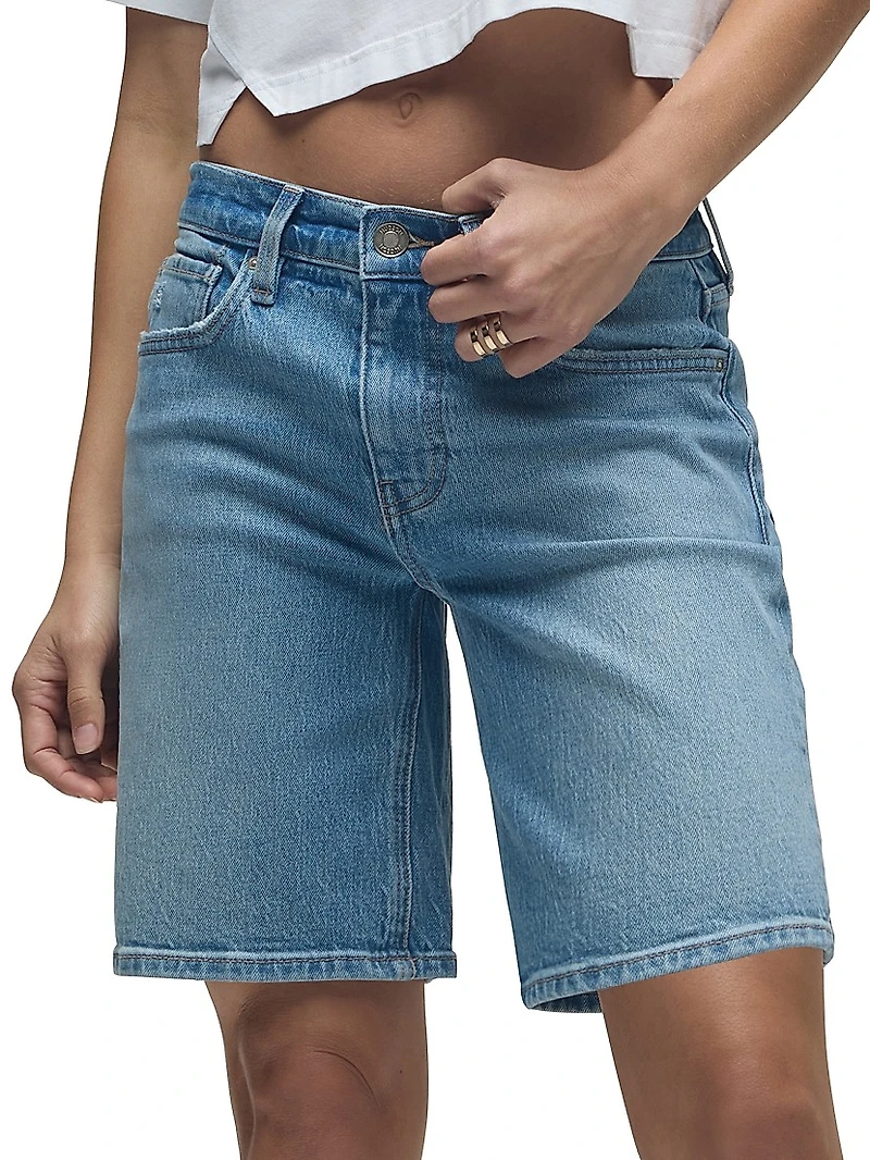 London Low-Rise Long Denim Shorts