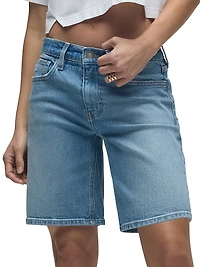 London Low-Rise Long Denim Shorts