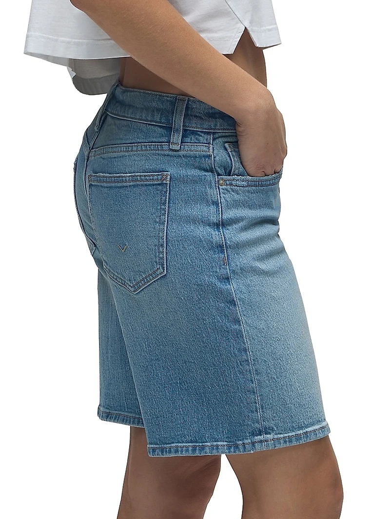 London Low-Rise Long Denim Shorts