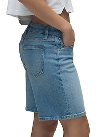 London Low-Rise Long Denim Shorts