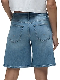 London Low-Rise Long Denim Shorts