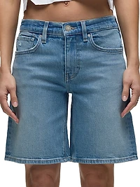 London Low-Rise Long Denim Shorts