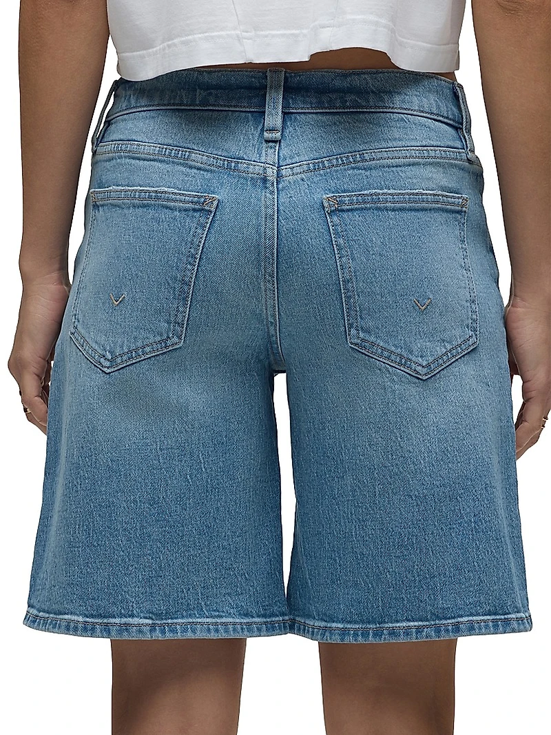 London Low-Rise Long Denim Shorts