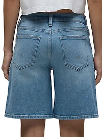 London Low-Rise Long Denim Shorts
