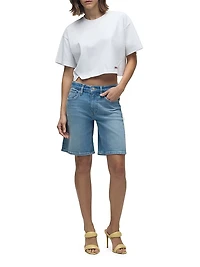 London Low-Rise Long Denim Shorts