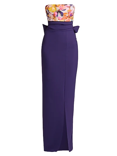 Nariaki Floral Bodice Column Gown