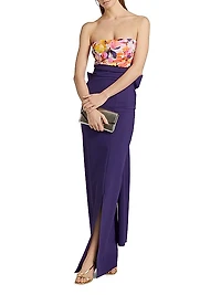 Nariaki Floral Bodice Column Gown