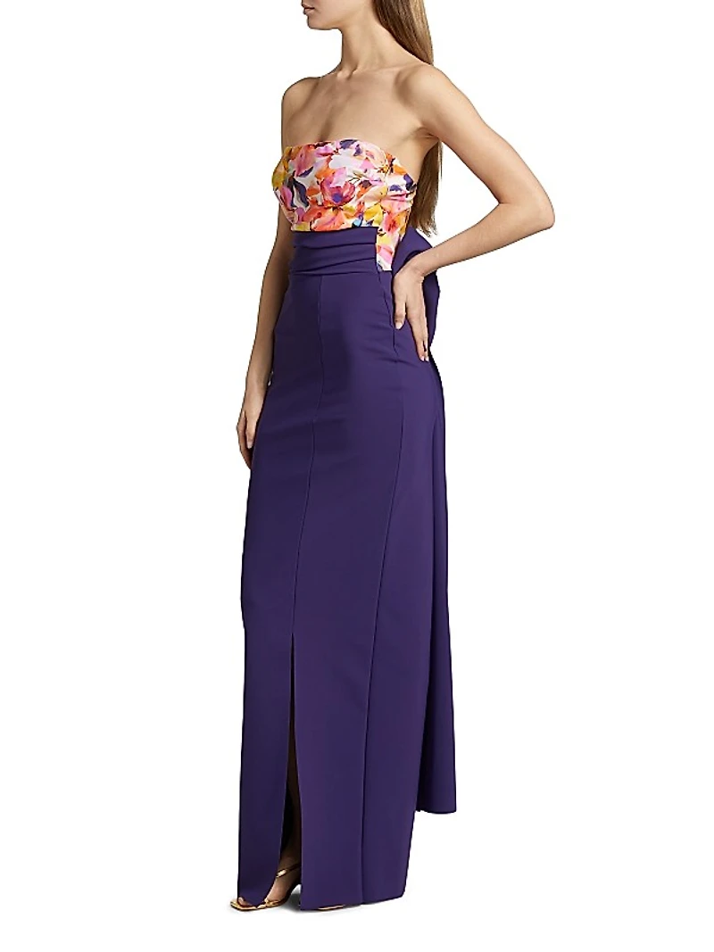 Nariaki Floral Bodice Column Gown