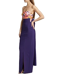 Nariaki Floral Bodice Column Gown