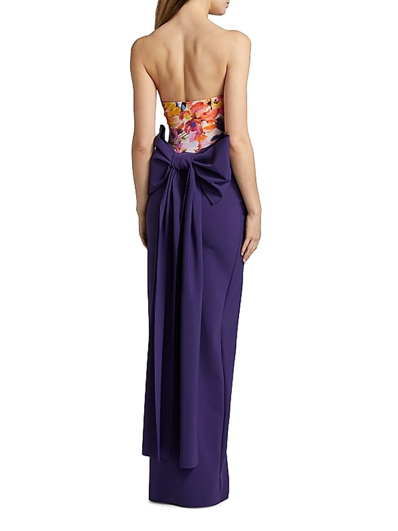 Nariaki Floral Bodice Column Gown