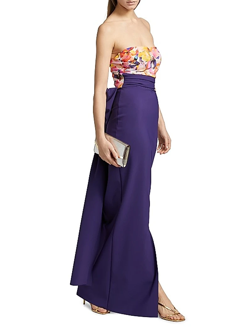 Nariaki Floral Bodice Column Gown