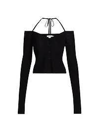 Stretch Rib-Knit Off-the-Shoulder Top