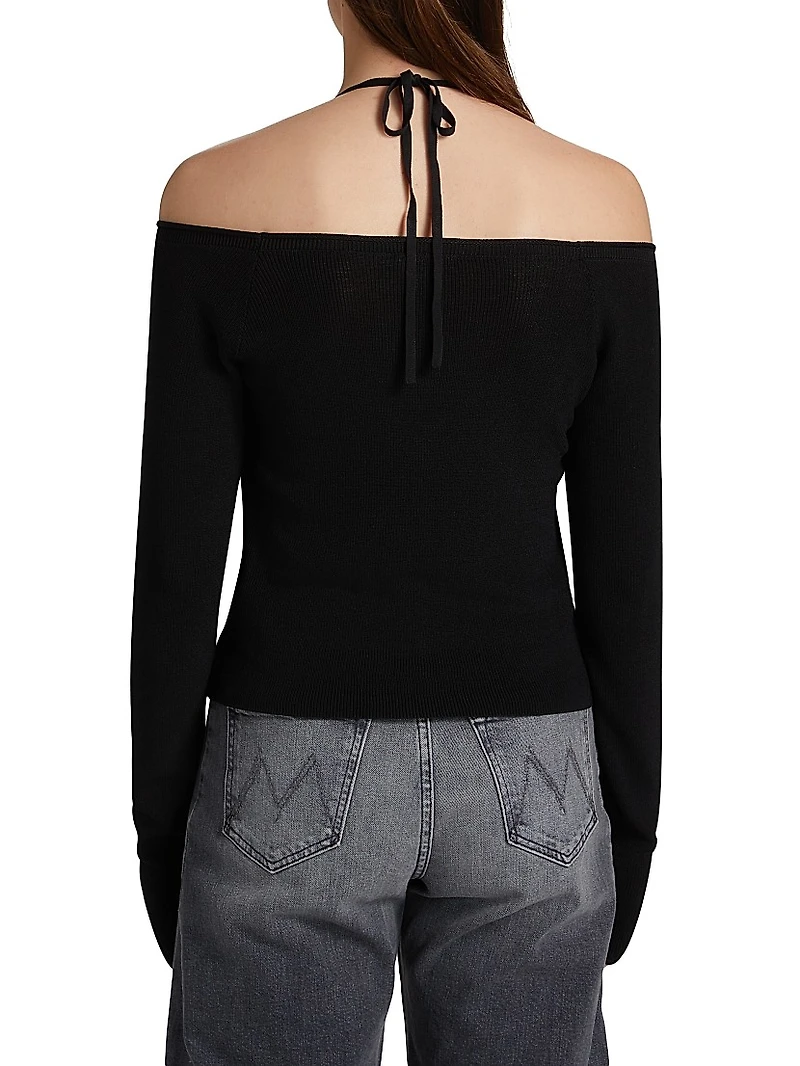 Stretch Rib-Knit Off-the-Shoulder Top