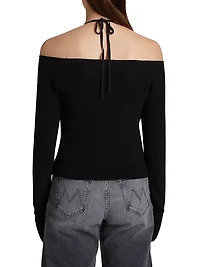 Stretch Rib-Knit Off-the-Shoulder Top