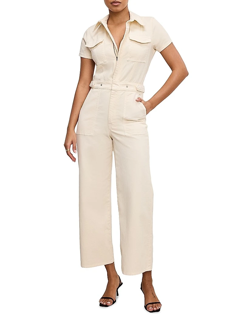 Fit For Success Twill Palazzo Crop Jumpsuit