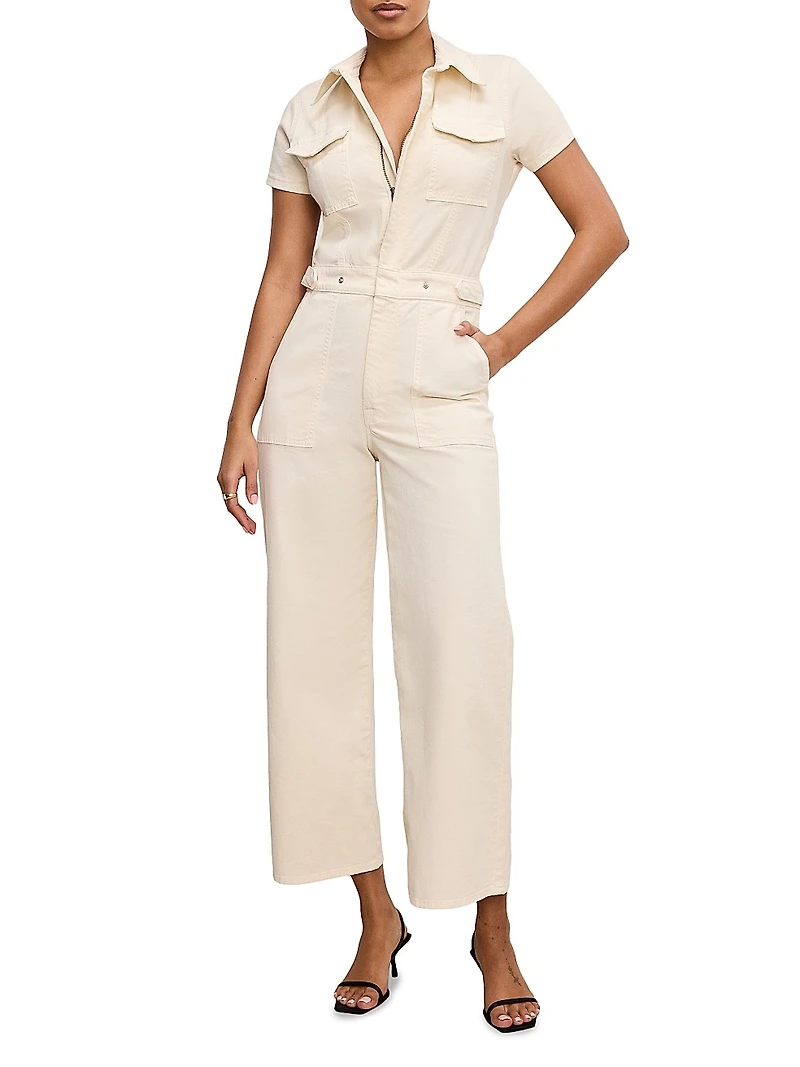 Fit For Success Twill Palazzo Crop Jumpsuit