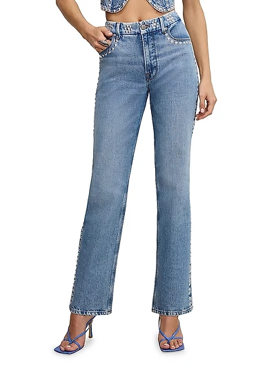 Good Icon Studded Straight Jeans
