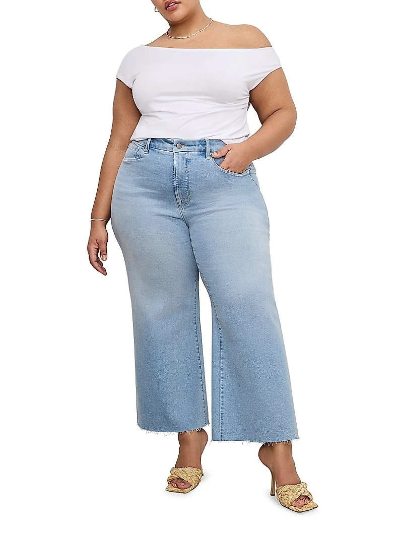 Compression Denim Good Waist Crop Palazzo Jeans