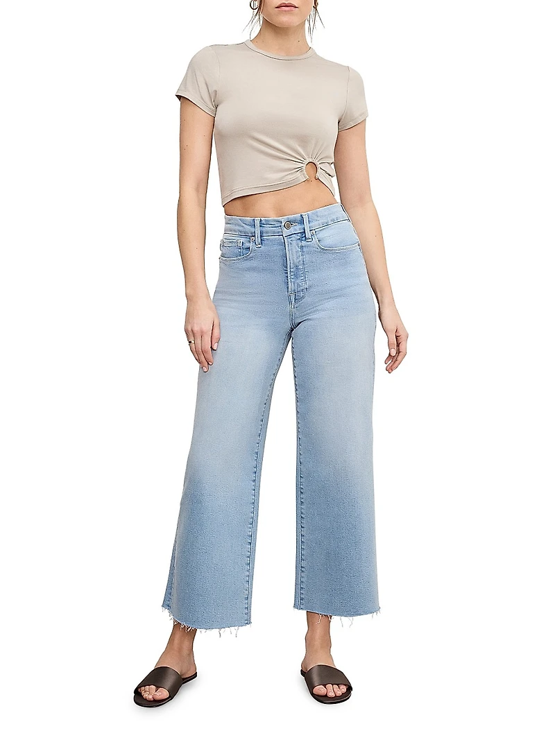 Compression Denim Good Waist Crop Palazzo Jeans