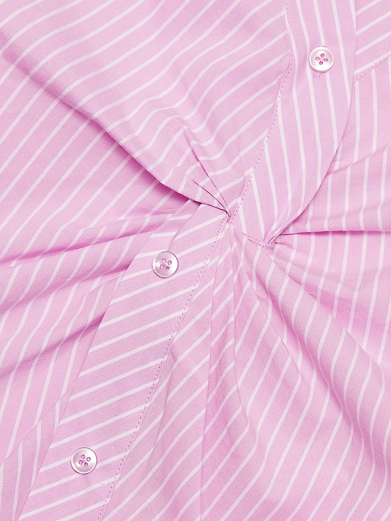 Pinstripe Off-the-Shoulder Shirt