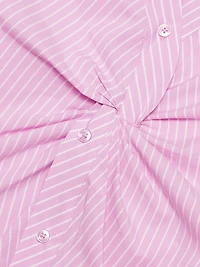 Pinstripe Off-the-Shoulder Shirt