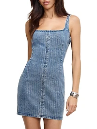 Denim Rhinestone Shift Dress