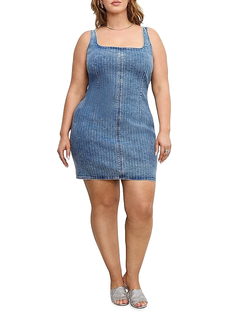 Denim Rhinestone Shift Dress