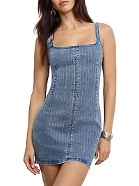 Denim Rhinestone Shift Dress