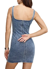 Denim Rhinestone Shift Dress