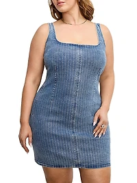 Denim Rhinestone Shift Dress