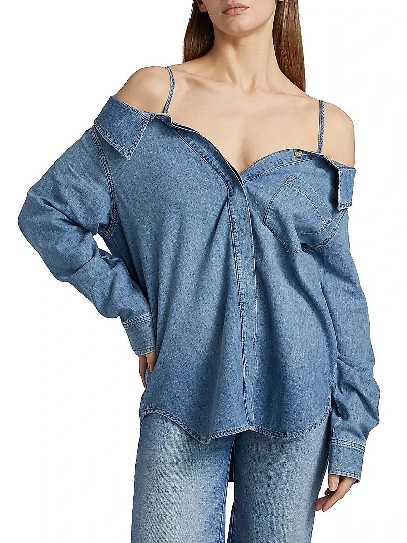 Denim Off-the-Shoulder Shirt