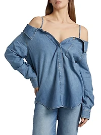 Denim Off-the-Shoulder Shirt