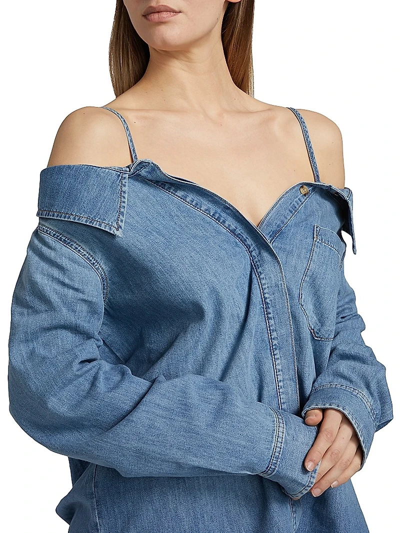 Denim Off-the-Shoulder Shirt